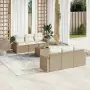 Set Divani da Giardino 7 pz con Cuscini Beige in Polyrattan