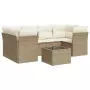 Set Divani da Giardino 7 pz con Cuscini Beige in Polyrattan