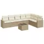 Set Divano da Giardino 8 pz con Cuscini Beige in Polyrattan