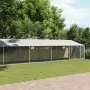 Gabbia Cani con Tetto e Porta Grigia 10x2x2 m Acciaio Zincato