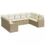 Set Divano da Giardino 9 pz con Cuscini Beige in Polyrattan