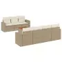 Set Divano da Giardino 8 pz con Cuscini Beige in Polyrattan