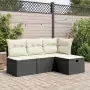 Sgabello Giardino con Cuscino Nero 55x55x37 cm in Polyrattan