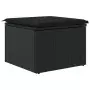 Sgabello Giardino con Cuscino Nero 55x55x37 cm in Polyrattan