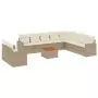 Set Divani da Giardino 11 pz con Cuscini Beige in Polyrattan