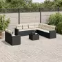 Set Divani da Giardino 10pz con Cuscini in Polyrattan Nero