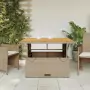 Tavolo da Giardino Beige 110x110x71cm Polyrattan e Legno Acacia