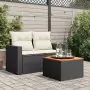 Tavolo da Giardino Nero 55x55x37 cm Polyrattan e Legno Acacia