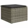 Sgabello Giardino con Cuscino Grigio 55x55x37 cm in Polyrattan