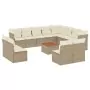 Set Divano da Giardino 13 pz con Cuscini Beige in Polyrattan