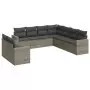 Set Divano da Giardino 9 pz con Cuscini Grigio in Polyrattan