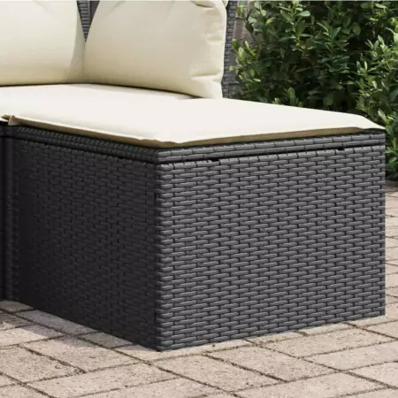 Sgabello Giardino con Cuscino Nero 55x55x37 cm in Polyrattan