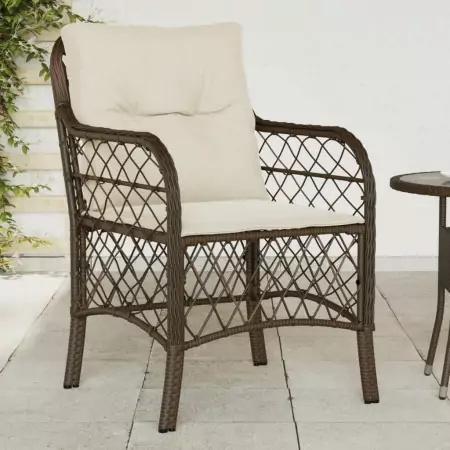 Sedie da Giardino con Cuscini 2 pz Marroni in Polyrattan