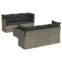 Set Divani da Giardino 7 pz con Cuscini Grigio in Polyrattan