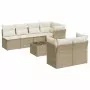 Set Divano da Giardino 8 pz con Cuscini Beige in Polyrattan