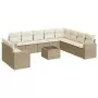 Set Divani da Giardino 11 pz con Cuscini Beige in Polyrattan