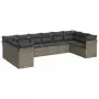 Set Divano da Giardino 10 pz con Cuscini Grigio in Polyrattan