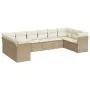 Set Divano da Giardino 10 pz con Cuscini Beige in Polyrattan