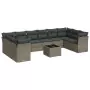 Set Divani da Giardino 11 pz con Cuscini in Polyrattan Grigio