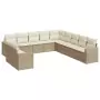 Set Divani da Giardino 11 pz con Cuscini Beige in Polyrattan