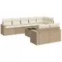 Set Divano da Giardino 9 pz con Cuscini Beige in Polyrattan