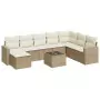 Set Divano da Giardino 9 pz con Cuscini Beige in Polyrattan