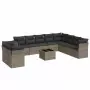 Set Divani da Giardino 11 pz con Cuscini in Polyrattan Grigio