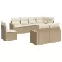 Set Divano da Giardino 8 pz con Cuscini Beige in Polyrattan