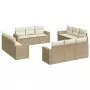 Set Divani da Giardino 12 pz con Cuscini Beige in Polyrattan