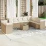 Set Divani da Giardino 11 pz con Cuscini Beige in Polyrattan