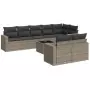 Set Divano da Giardino 9 pz con Cuscini Grigio in Polyrattan