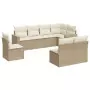 Set Divano da Giardino 8 pz con Cuscini Beige in Polyrattan