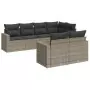 Set Divani da Giardino 7 pz con Cuscini Grigio in Polyrattan