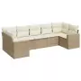 Set Divani da Giardino 7 pz con Cuscini Beige in Polyrattan