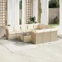 Set Divani da Giardino 11 pz con Cuscini Beige in Polyrattan