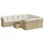 Set Divani da Giardino 11 pz con Cuscini Beige in Polyrattan