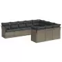 Set Divano da Giardino 10 pz con Cuscini Grigio in Polyrattan