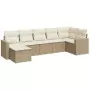 Set Divani da Giardino 7 pz con Cuscini Beige in Polyrattan