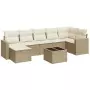 Set Divano da Giardino 8 pz con Cuscini Beige in Polyrattan