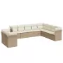 Set Divano da Giardino 10 pz con Cuscini Beige in Polyrattan