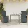 Set da Bistrò 3 pz con Cuscini Grigio in Polyrattan