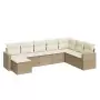 Set Divano da Giardino 8 pz con Cuscini Beige in Polyrattan