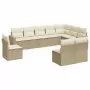 Set Divano da Giardino 10 pz con Cuscini Beige in Polyrattan