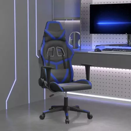 Sedia da Gaming Nera e Blu in Similpelle