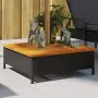 vidaxL Copertura Base Ombrellone Nera 70x70x25 cm Polyrattan e Acacia