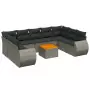 Set Divano da Giardino 10 pz con Cuscini Grigio in Polyrattan