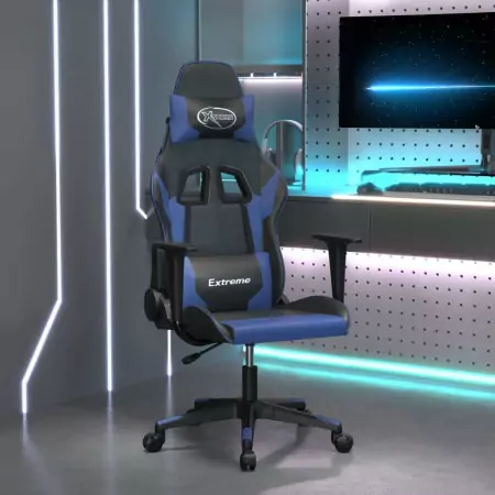 Sedia da Gaming Nera e Blu in Similpelle