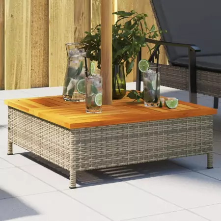 vidaxL Copertura Base Ombrellone Grigia 70x70x25cm Polyrattan e Acacia