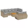 Set Divano da Giardino 10 pz con Cuscini Beige in Polyrattan