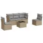 Set Divano da Giardino 6 pz con Cuscini Beige in Polyrattan